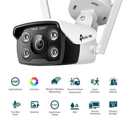 TP-Link VIGI 4MP Outdoor Full-Color WiFi Bullet Netzwerk Kamera, 4.0 mm