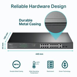 TP-Link 18-Port Gigabit Rackmount  Switch mit 16-Port PoE+