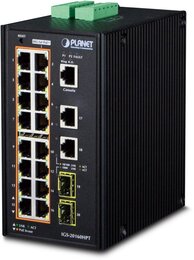 PLANET Industrial 16Port Gbit 802.3at PoE+ 2Port Gbit + 2Port SFP