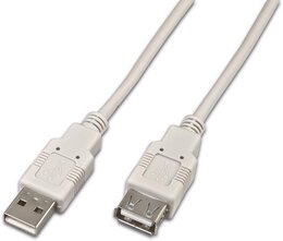 Wirewin USB 2.0 Kabel, A-Stecker/A-Buchse, grau