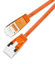 SLIM KAT6A 10 Gigabit Lightpatchkabel rund, U/FTP, Ø 3,8mm, orange 