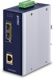 PLANET IP30 Industrial 2Port 100/1000X SFP to 1Port 1Gbit 802.3bt PoE++ Media Converter