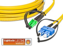 Lightwin High Quality Flat-Duplex LWL Patchkabel, SM, LC/APC - SC