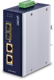 PLANET IP30 Industrial 2Port 100/1000X SFP to 2Port 1Gbit 802.3bt PoE++ Media Converter