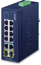 PLANET Industrial 8-Port 10/100Mb + 2-Port Gbit TP/SFP Combo Switch, IP30