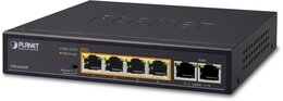 PLANET 4-Port 10/100TX 802.3af/at PoE + 2-Port 10/100TX Desktop Switch, 60W PoE Budget