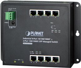 PLANET Industrial 8-Port Gbit  + 2-Port SFP Wall-mount managed