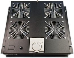 Wirewin Dachlüftereinsatz für Serverschränke, 4 Lüfter, schwarz