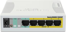 MikroTik RB260GSP 5-port Gigabit Smart Switch, 1x SFP, PoE, SwOS