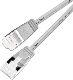 SLIM KAT6A 10 Gigabit Lightpatchkabel, 1,0m, U/FTP, Ø 3,8mm, grau, 90-Pack
