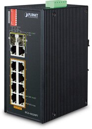 PLANET Industrial 8-Port 10/100Mb + 2-Port Gbit 802.3af/at + 2x SFP Switch, IP30
