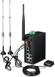 PLANET Industrial 4G LTE Cellular Wireless Gateway with 5-Port 10/100/1000T, GPS 