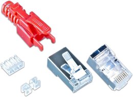 Wirewin RJ45 KAT6A Securelock Stecker inkl. Knickschutztülle, rot, 10-Pack