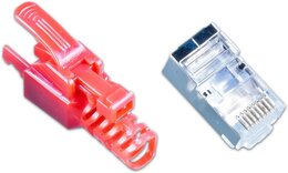 Wirewin RJ45 KAT6A Securelock Stecker inkl. Knickschutztülle, rot, 10-Pack