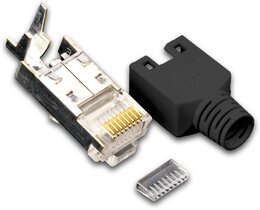 Hirose RJ45 KAT5e TM11 Stecker inkl. Knickschutztülle, schwarz, 50-Pack