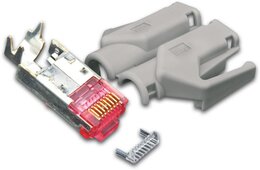 Hirose RJ45 KAT6 TM21 Stecker inkl. Knickschutztülle, grau, 50-Pack