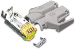 Hirose RJ45 KAT6A TM31 Stecker inkl. Knickschutztülle, grau, 50-Pack