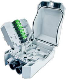 Optotec FTTx IP55 Wand Patch-/Spleissbox kompakt, inkl. Spleisskassetten, 22 Kupplungen