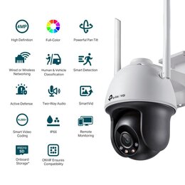 TP-Link VIGI 4MP Outdoor Full-Color WiFi Pan Tilt Netzwerk Kamera, 4.0 mm