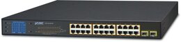 PLANET 24-Port 1GB 802.at PoE + 2Port 1Gbit SFP, 300 W PoE, LCD PoE Monitor