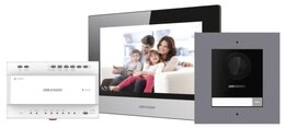 Hikvision 2-Draht Video Gegensprechanlage DS-KIS702Y, Tür- & Innenstation + Distributor