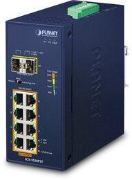 PLANET IP30 Industrial 8-Port 10/100/1000T 802.3at PoE + 2-Port 100/1000X SFP, -40-75°C