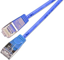 SLIM KAT6 Lightpatchkabel rund, U/FTP, Ø 3,8mm, blau