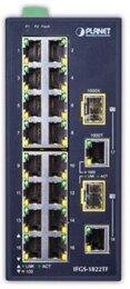 PLANET Industrial 16Port 10/100TX + 2Port Gigabit TP/SFP Combo Ethernet Switch, -40-75°