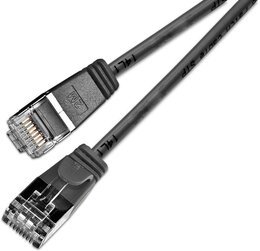 SLIM KAT6 Lightpatchkabel rund, U/FTP, Ø 3,8mm, schwarz