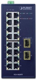 PLANET Industrial 16-Port 10/100/1000T + 2-Port 1000X SFP Ethernet Switch