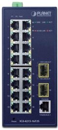 PLANET IP30 Industrial L2/L4 16-Port 10/100/1000T + 2-Port 100/1000X SFP Managed Switch