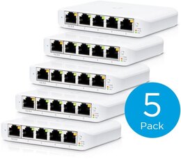 Ubiquiti UniFi Kompakt Indoor 5-Port PoE Gigabit Switch mit 802.3af PWR Input, 5-er Pack