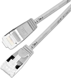 SLIM KAT6A 10 Gigabit Lightpatchkabel rund, U/FTP, Ø 3,8mm, grau 