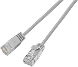 SLIM KAT6A 10 Gigabit Lightpatchkabel rund, U/UTP, Ø 3,6 mm, grau