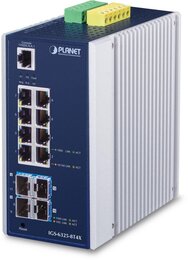 PLANET IP30 Industrial L3 8-Port 10/100/1000T + 4-Port 10G SFP+ Managed Ethernet Switch