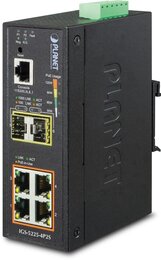PLANET Industrial 4-Port Gbit 802.3at PoE + 2x SFP managed Switch, IP30, -40°C - 75°C