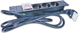 Wirewin 10'' 1HE Steckdosenleiste mit 3x Schuko- Buchsen, Schalter, 10A