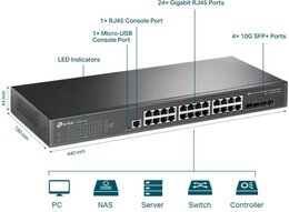 TP-Link JetStream™ 24-Port Gigabit L2+ Managed Switch mit 4 10GE SFP+ Slots