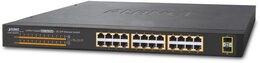 PLANET 24-Port 10/100/1000T 802.3at POE + 2-Port 1000X SFP Gbit Ethernet Switch