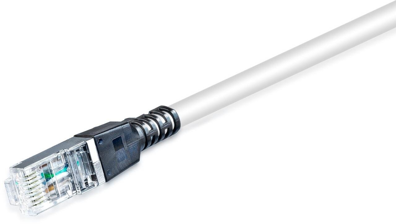 Wirewin KAT6A Securelock Patchkabel, S/FTP, LSOH, grau mit schwarzem Stecker