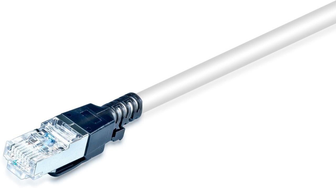 Wirewin KAT6A Securelock Patchkabel, S/FTP, LSOH, grau mit schwarzem Stecker
