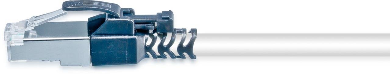 Wirewin KAT6A Securelock Patchkabel, S/FTP, LSOH, grau mit schwarzem Stecker