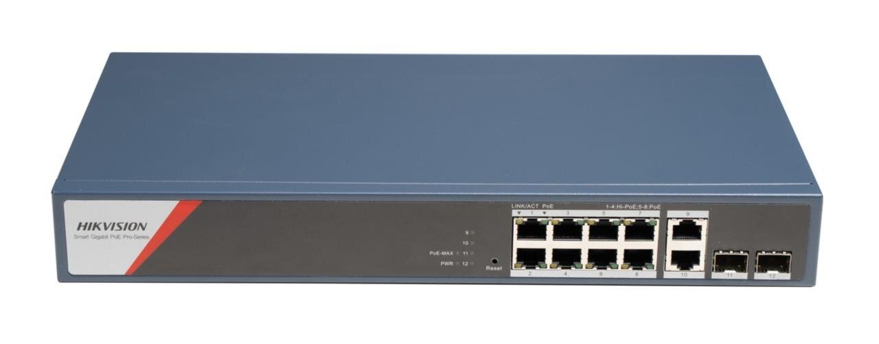 DS-3E1512HP-SI-8P2T2F - 10-Port 1 Gbps PoE + 2-Port 1 Gbps SFP Switch