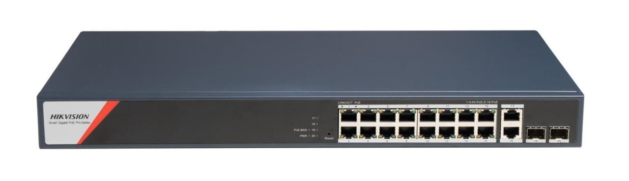 DS-3E1520HP-SI-16P2T2F - 16-Port 1 Gbps PoE + 2-Port 1 Gbps SFP Switch