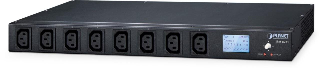 IP gesteuerte Steckdosenleiste mit 8x IEC320 C13-Buchsen, 2x Kaskadier-Ports