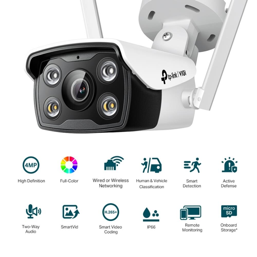 VIGI 4MP Outdoor Full-Color WiFi Bullet Netzwerk Kamera, 4.0 mm