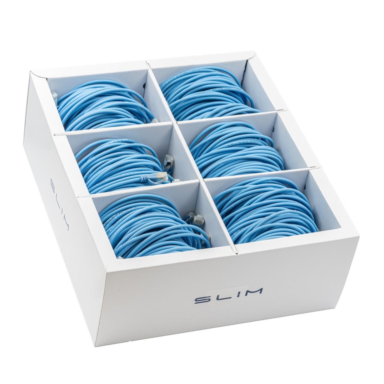 KAT6A 10 Gigabit Lightpatchkabel, 0,50m, U/FTP, Ø 3,8mm, blau, 90-Pack