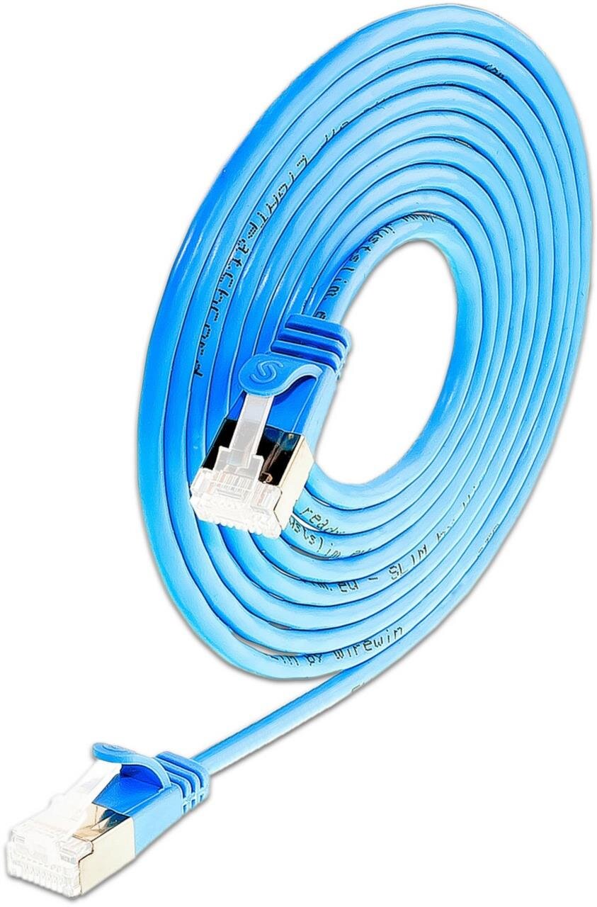 KAT6A 10 Gigabit Lightpatchkabel, 0,50m, U/FTP, Ø 3,8mm, blau, 90-Pack