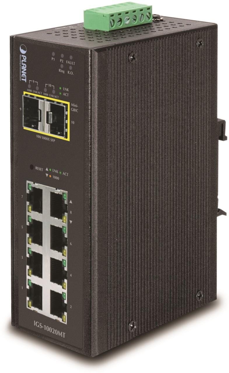 IP30 Industrial 8Port +2Port Gbit SFP managed Switch