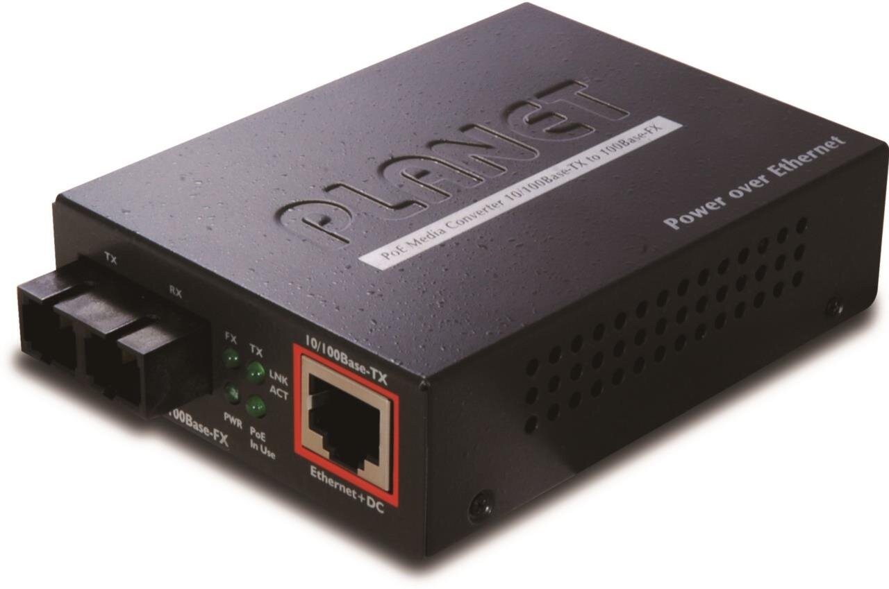 IEEE 802.3af PoE 10/100TX - 100Base-FX (SC) Single Mode Fiber Converter - 15KM